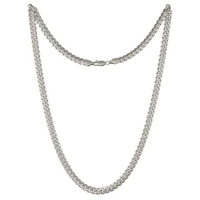 Sterling Silver 24" 7.2mm Pave Cut Curb Chain
