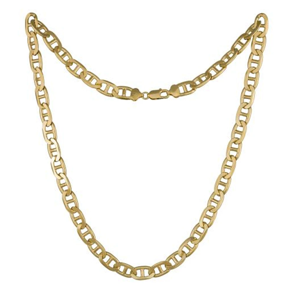 Sterling Silver 18K Yellow Gold Plated 24" 9.8mm Marine Chain