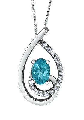 10K White Gold Apatite and Diamond Pendant
