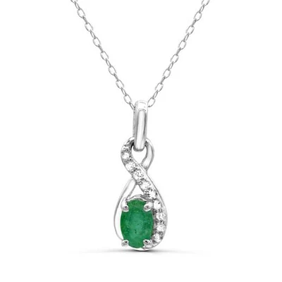 Sterling Silver Emerald & White Topaz Pendant