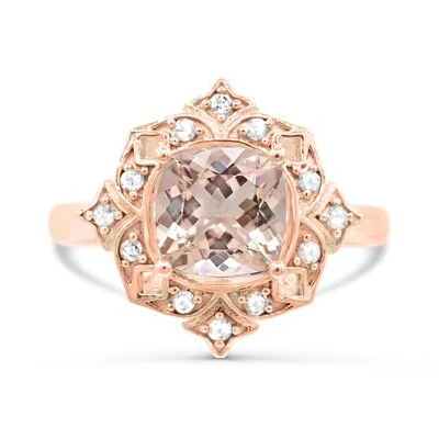 10K Rose Gold Morganite & White Sapphire Ring