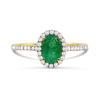 14K Yellow Gold Emerald & Diamond Ring