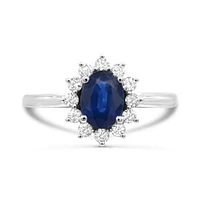 14K White Gold Sapphire & Diamond Ring