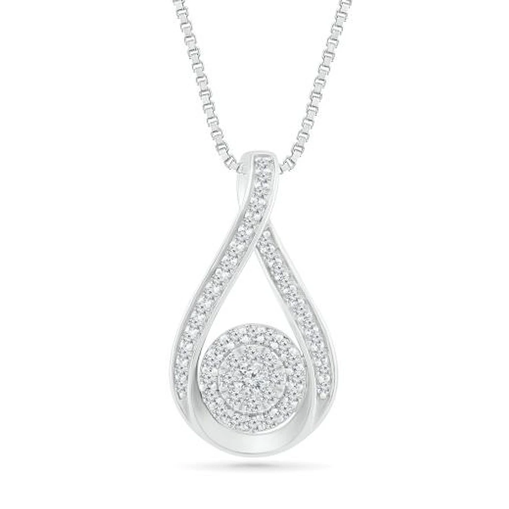 10K White Gold 0.45CTW Diamond Fashion Bouquet Pendant