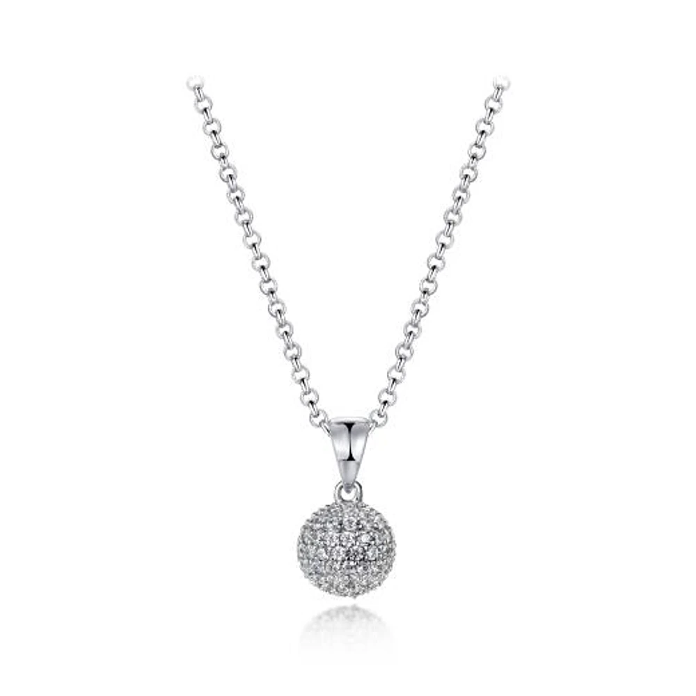 Sterling Silver Cubic Zirconia 8mm Ball Pendant