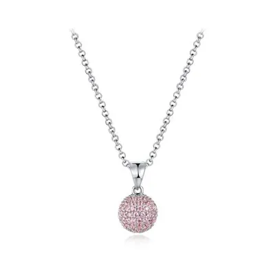 Sterling Silver Pink Cubic Zirconia 8mm Ball Pendant