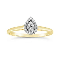 10K Yellow & White Gold Pear Shape 0.10CTW Diamond Promise Ring