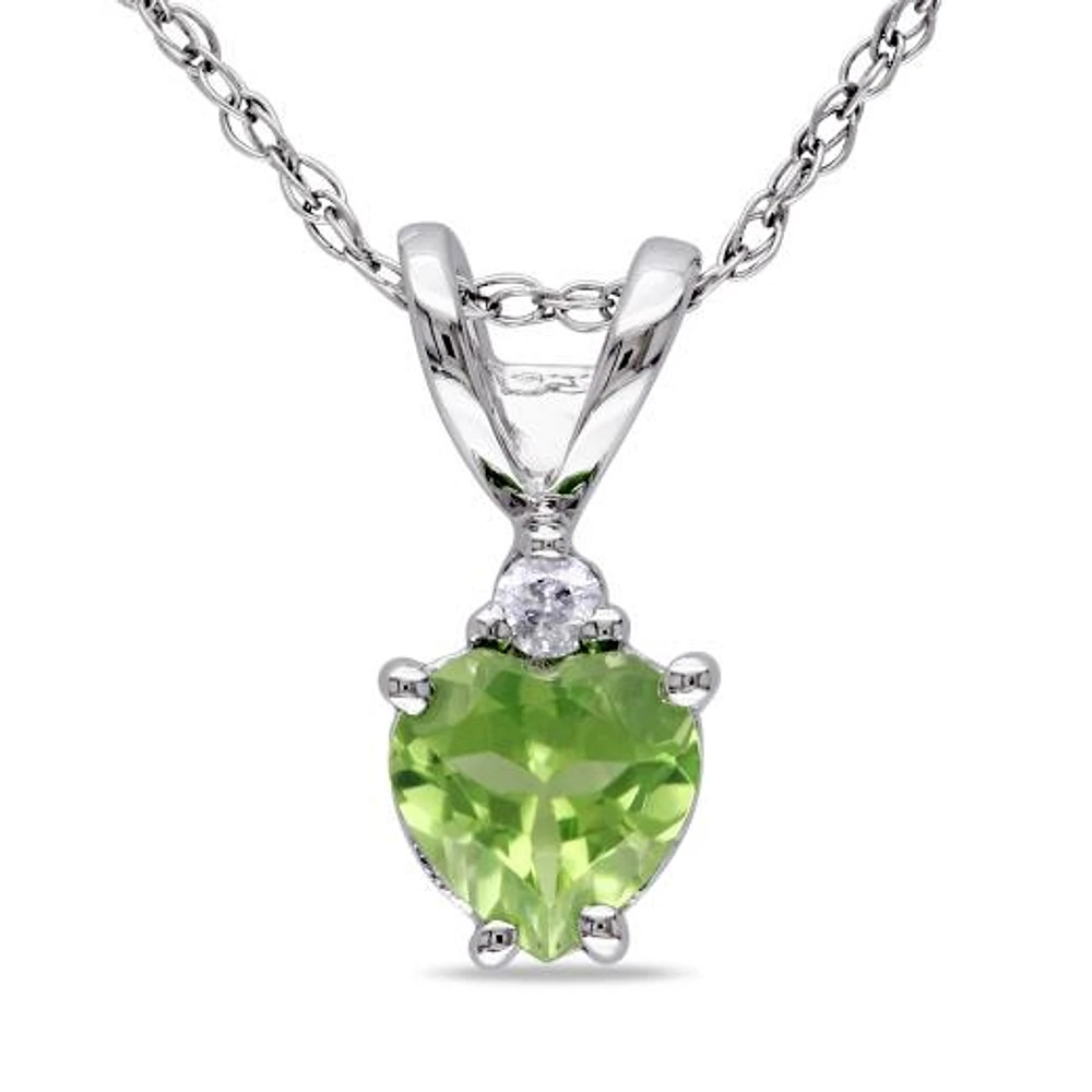 Julianna B 10K White Gold Peridot & Diamond Pendant