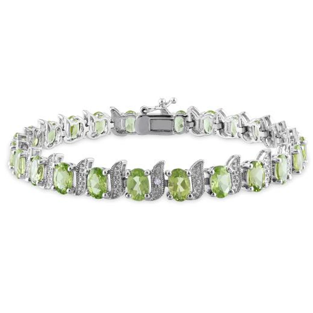 Julianna B Sterling Silver Peridot & Diamond Bracelet
