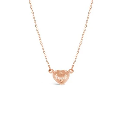 10K Rose Gold 18" Heart Diamond Cut Necklace