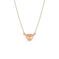 10K Rose Gold 18" Heart Diamond Cut Necklace