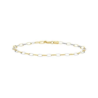10K Yellow and White Gold 7.25" Rolo Chain Bracelet
