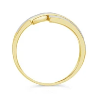 10K Yellow and White Gold Diamond Cut Ring