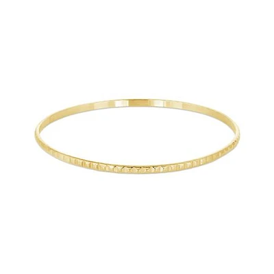 14K Yellow Gold Filled 65mm Square Beaded Pattern Slip-On Bangle