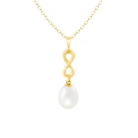 10K Yellow Gold 7-8mm Pearl Infinity Pendant