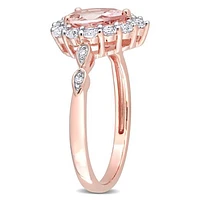 Julianna B 10K Rose Gold Morganite, White Topaz & Diamond Ring
