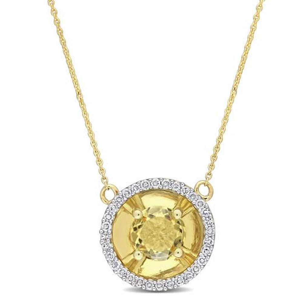Julianna B 10K Yellow Gold Citrine & Diamond Fashion Pendant