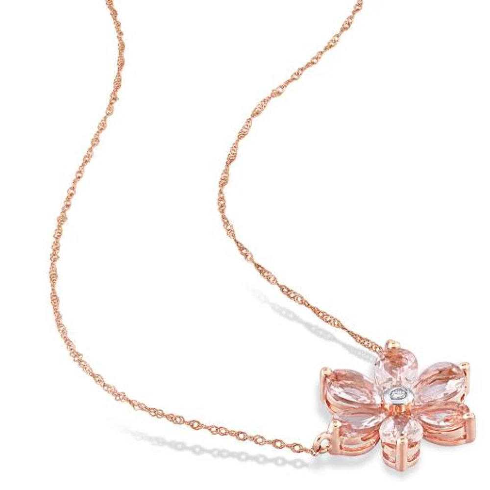 Julianna B 10K Rose Gold Morganite & Diamond Pendant