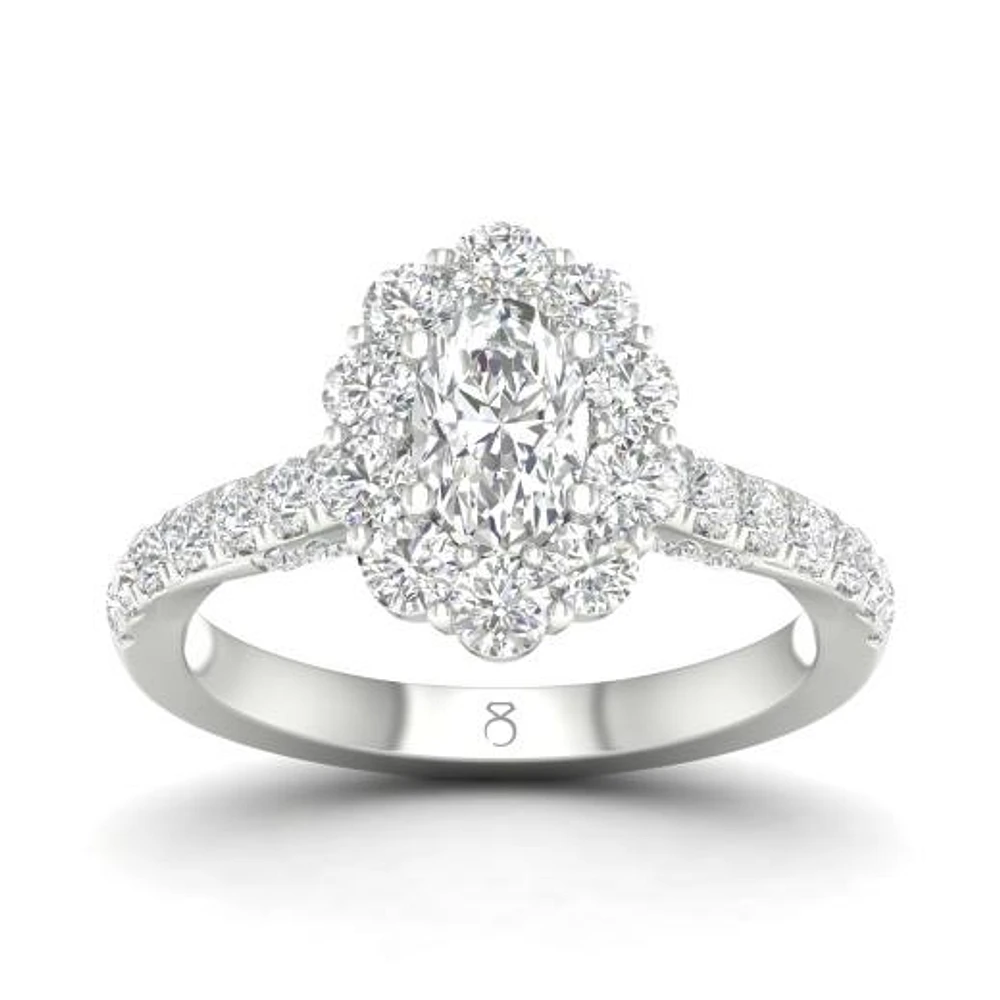 My Diamond Story 14K White Gold Oval Cut Canadian Bridal Ring 1.50CTW I1/HI