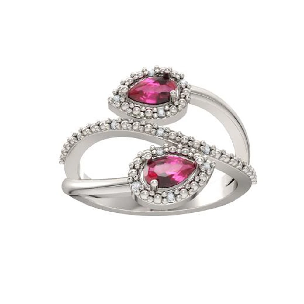 Sterling Silver Created Ruby & Diamond Ring