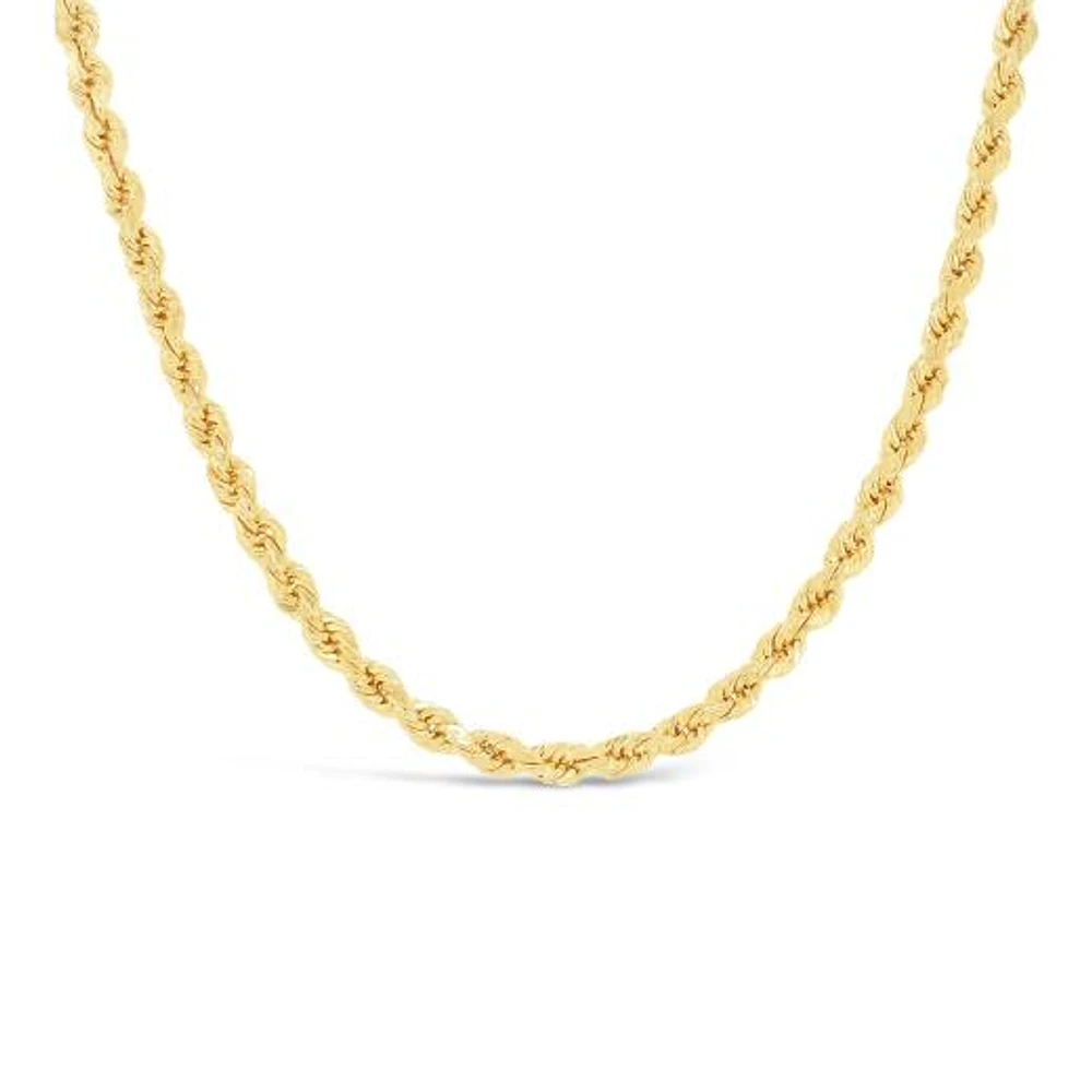 14K Yellow Gold 18" Diamond Cut Semi-Solid Rope Chain