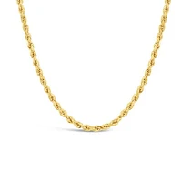 14K Yellow Gold 24" Diamond Cut Semi-Solid Rope Chain