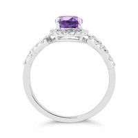 10K White Gold Amethyst and White Zircon Ring