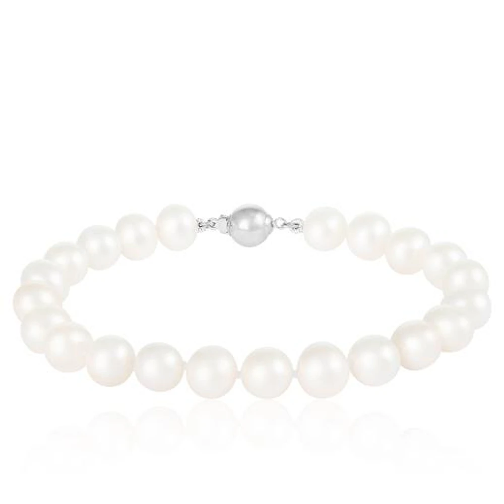 Sterling Silver White Freshwater Pearl 8" Bracelet
