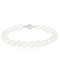 Sterling Silver White Freshwater Pearl 8" Bracelet