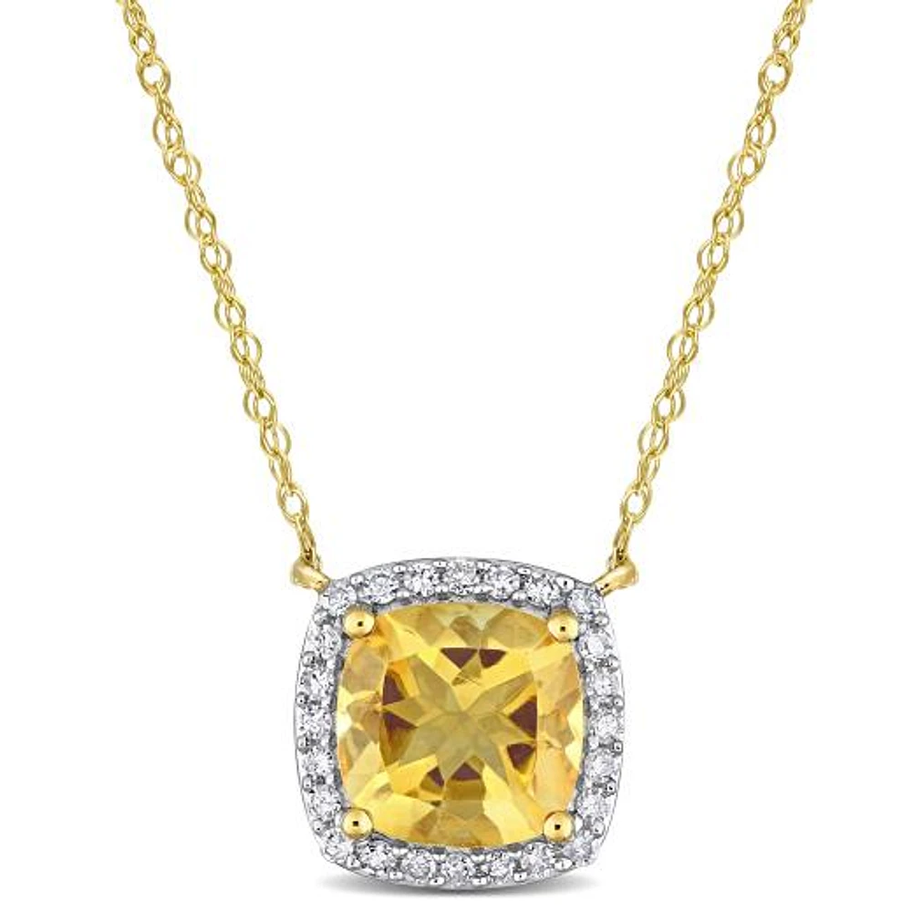 Julianna B 10K Yellow Gold Citrine & Diamond Necklace