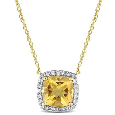 Julianna B 10K Yellow Gold Citrine & Diamond Necklace