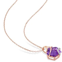 Julianna B Rose Plated Sterling Silver Amethyst and Diamond Pendant