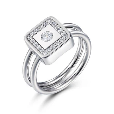 Sterling Silver Cubic Zirconia Square Ring