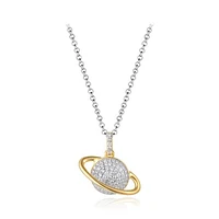 Sterling Silver 19" Cubic Zirconia Planet Pendant