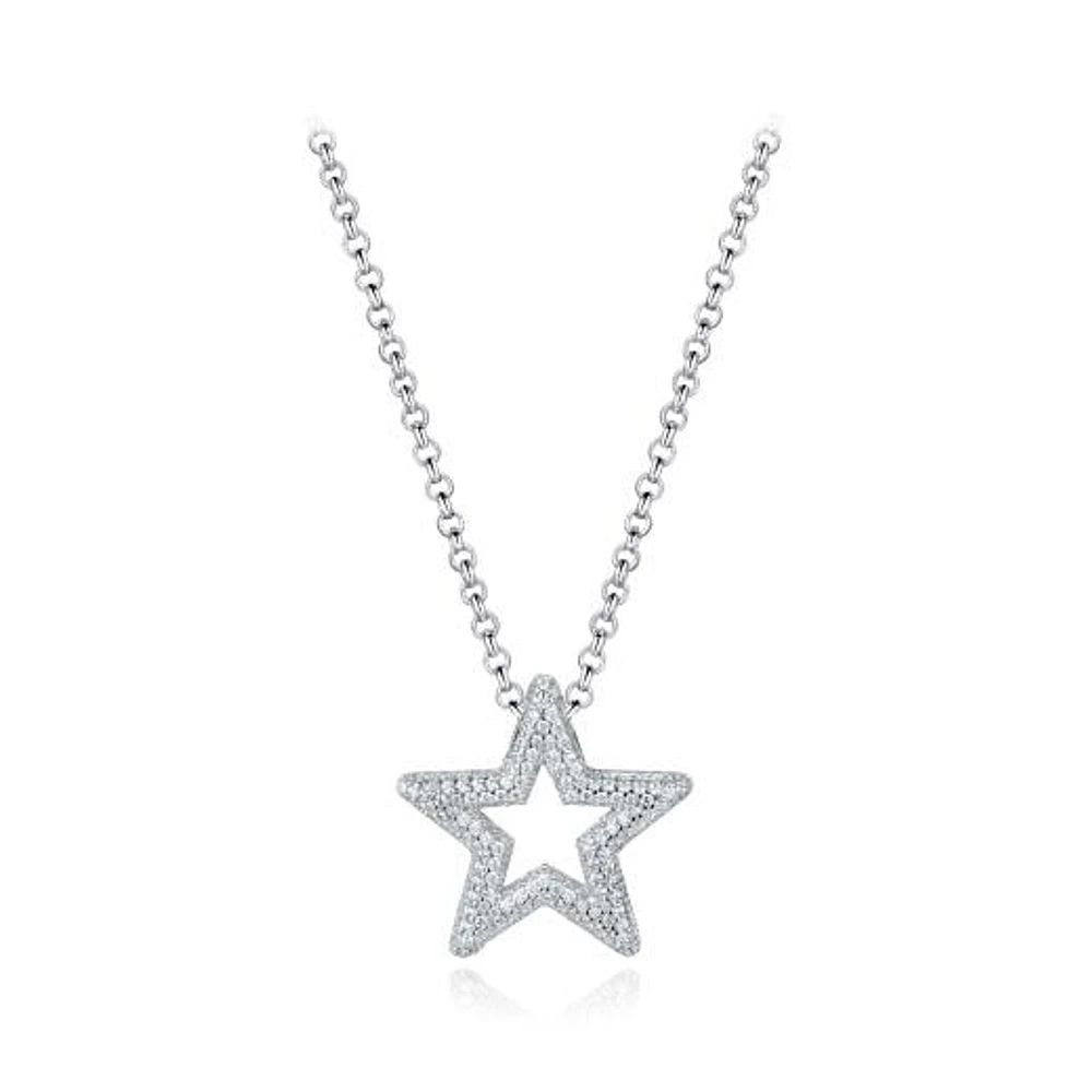 Sterling Silver 19" Cubic Zirconia Star Pendant