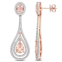 Julianna B 14K Rose Gold Diamond and Morganite Fashion Post Earrings