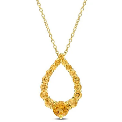 Julianna B Sterling Silver 18K Gold Plated Citrine 18" Teardrop Pendant