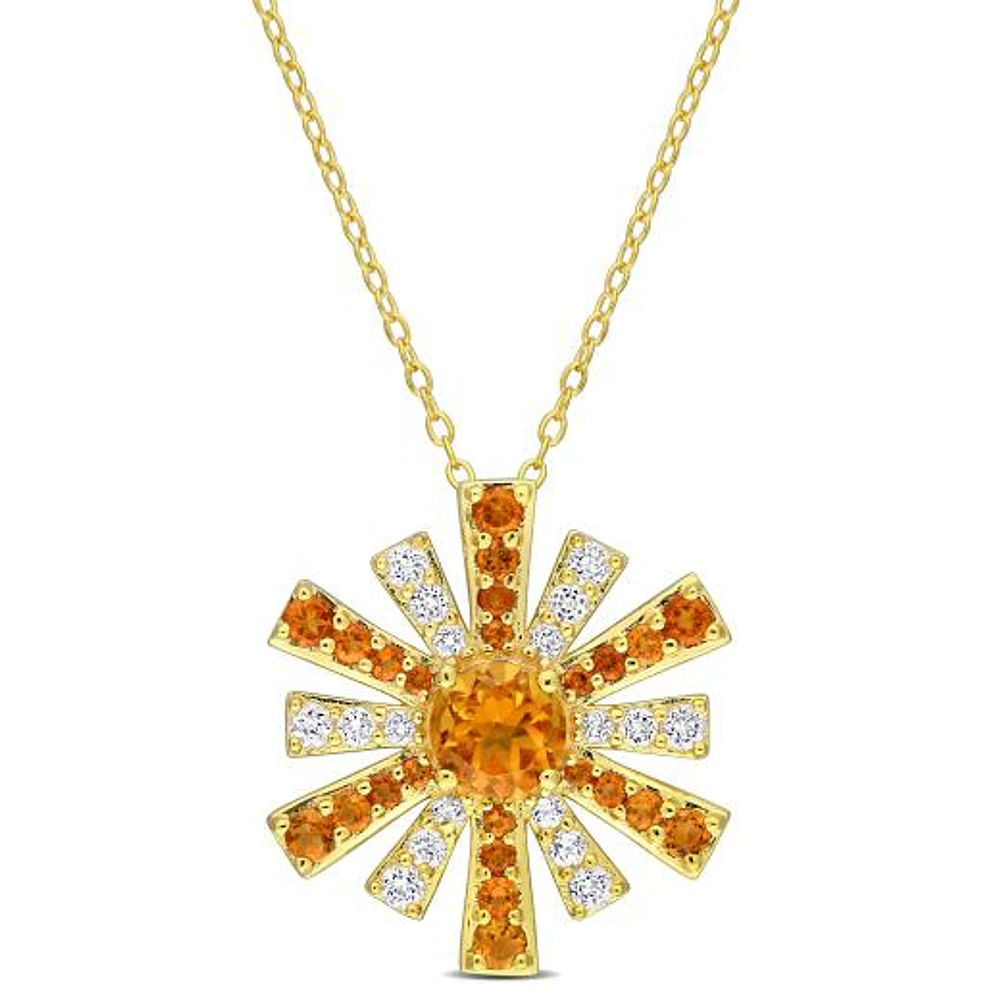 Julianna B Sterling Silver 18K Gold Plated Citrine and White Topaz Pendant