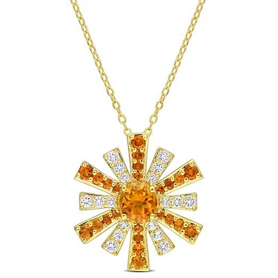 Julianna B Sterling Silver 18K Gold Plated Citrine and White Topaz Pendant