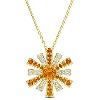 Julianna B Sterling Silver 18K Gold Plated Citrine and White Topaz Pendant