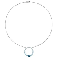 Julianna B Sterling Silver Topaz 18" Graduated Open Circle Pendant