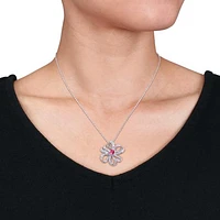 Julianna B Sterling Silver Pink Topaz and White Topaz Flower Necklace