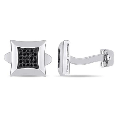 Julianna B Sterling Silver Black Diamond Pave Cufflinks