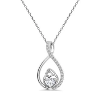 Sterling Silver Created White Sapphire Mother/Child Pendant