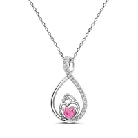 Sterling Silver Created Pink & White Sapphire Mother/Child Pendant