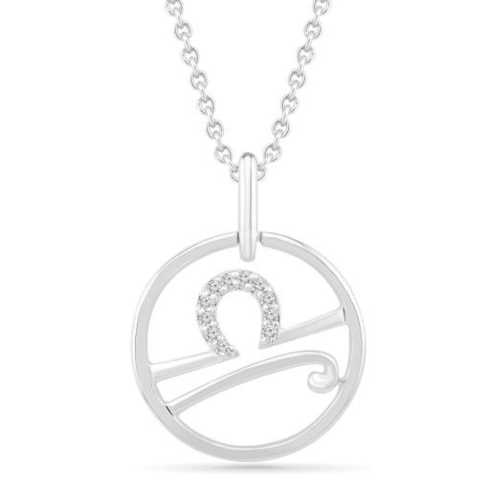 Sterling Silver Libra Diamond Pendant