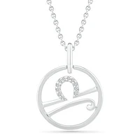 Sterling Silver Libra Diamond Pendant