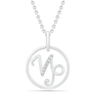 Sterling Silver Capricorn Diamond Pendant