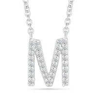 Sterling Silver & Diamond "M" Initial Necklace