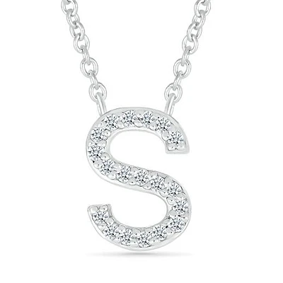 Sterling Silver & Diamond "S" Initial Necklace